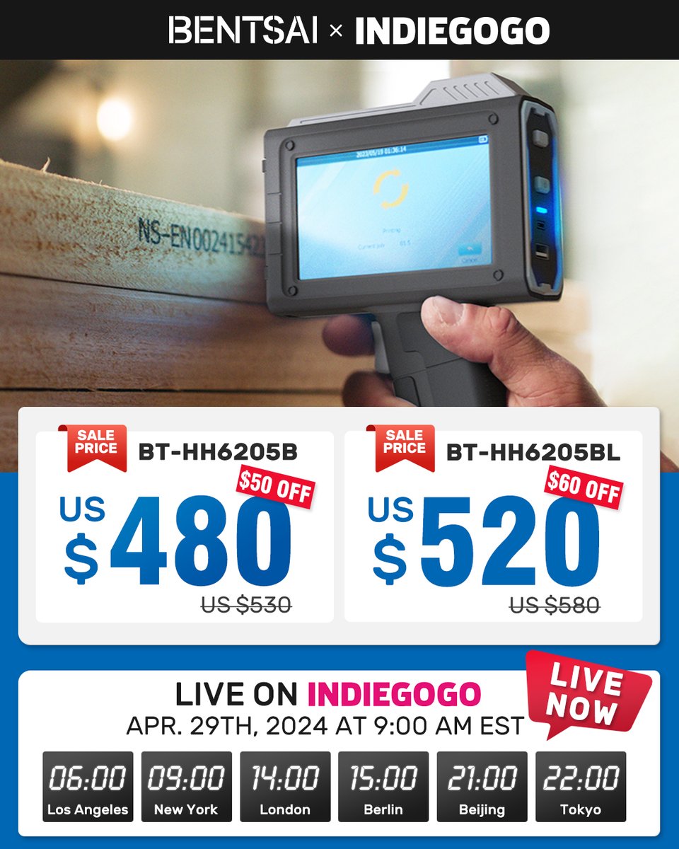 Bentsai_Shop's tweet image. It&apos;s here! 🌟 The 6205 is now live on INDIEGOGO! 
🙌Go and become one of backers now: indiegogo.com/projects/bents…

#bentsai6205 #datecoding #bentsai #coderprinter #waterbottlemarking #printonplastic #indiegogolaunch #handheldprinter