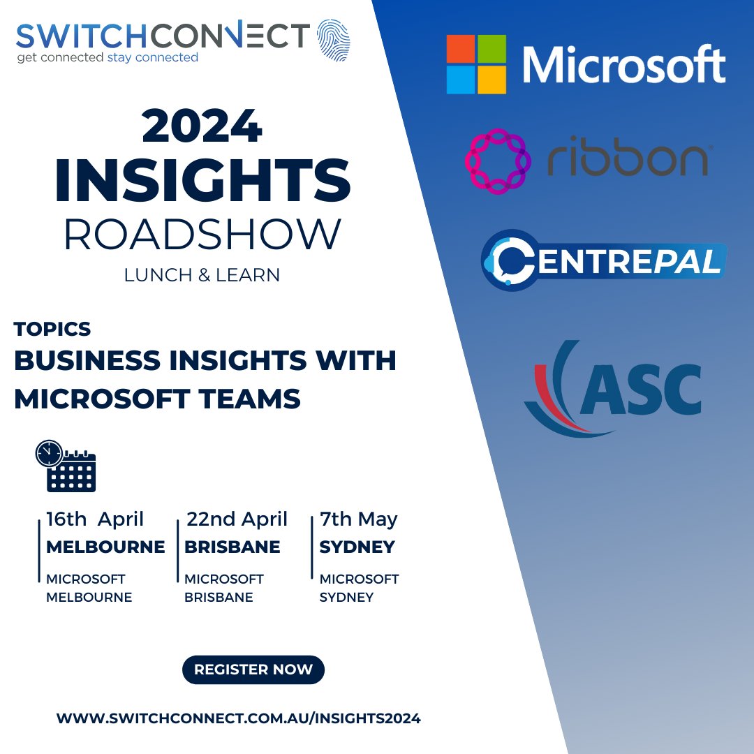 Still time to Register for Sydney Insight 2024!

Join Switch Connect and  Microsoft at an latest Executive INSIGHTS Lunch &amp; Learn Series.

Register for Sydney: hubs.li/Q02vgD5S0