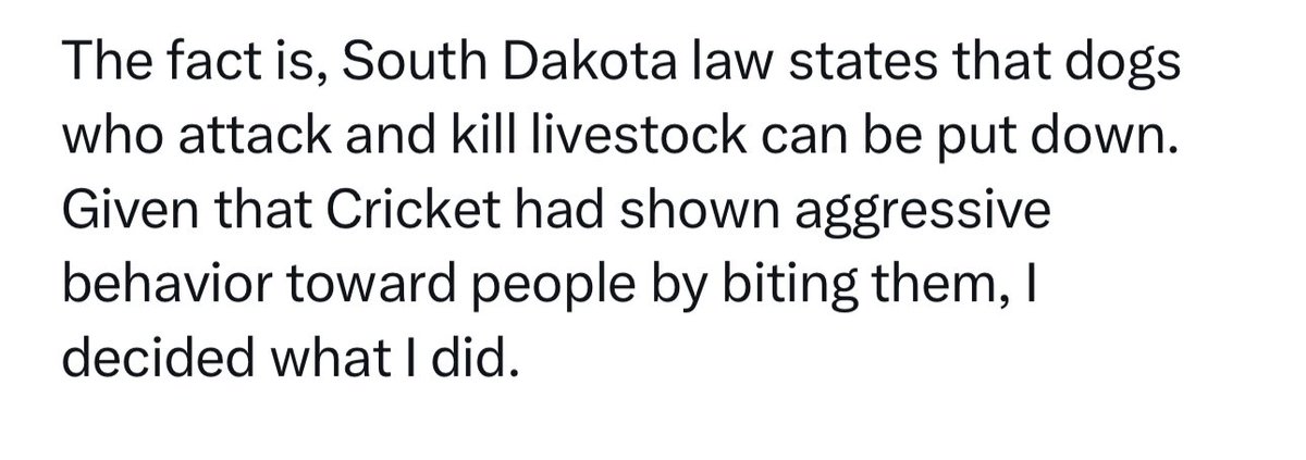 Kristi Noem defends executing Cricket by arguing that putting down a puppy is legal.