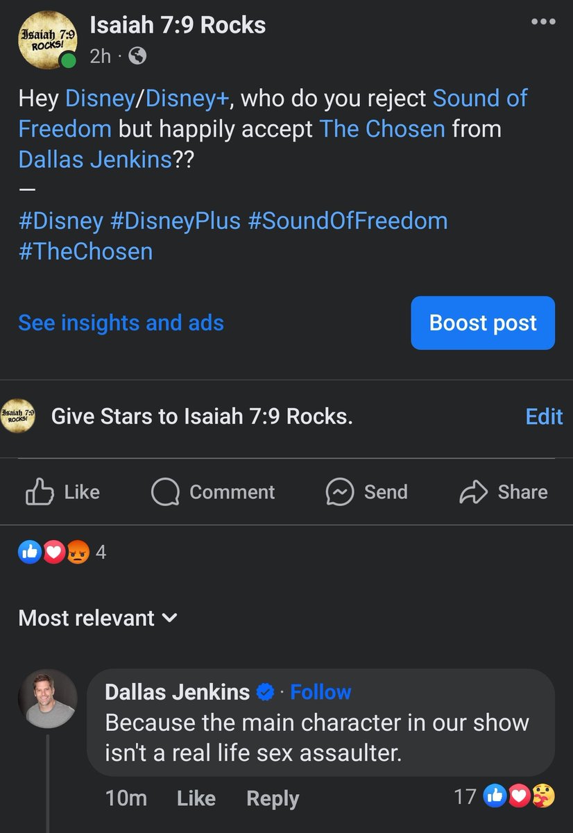 What are your thoughts on Dallas Jenkins' comment here? 
—
#Disney #DisneyPlus #DallasJenkins #TheChosen #SoundOfFreedom