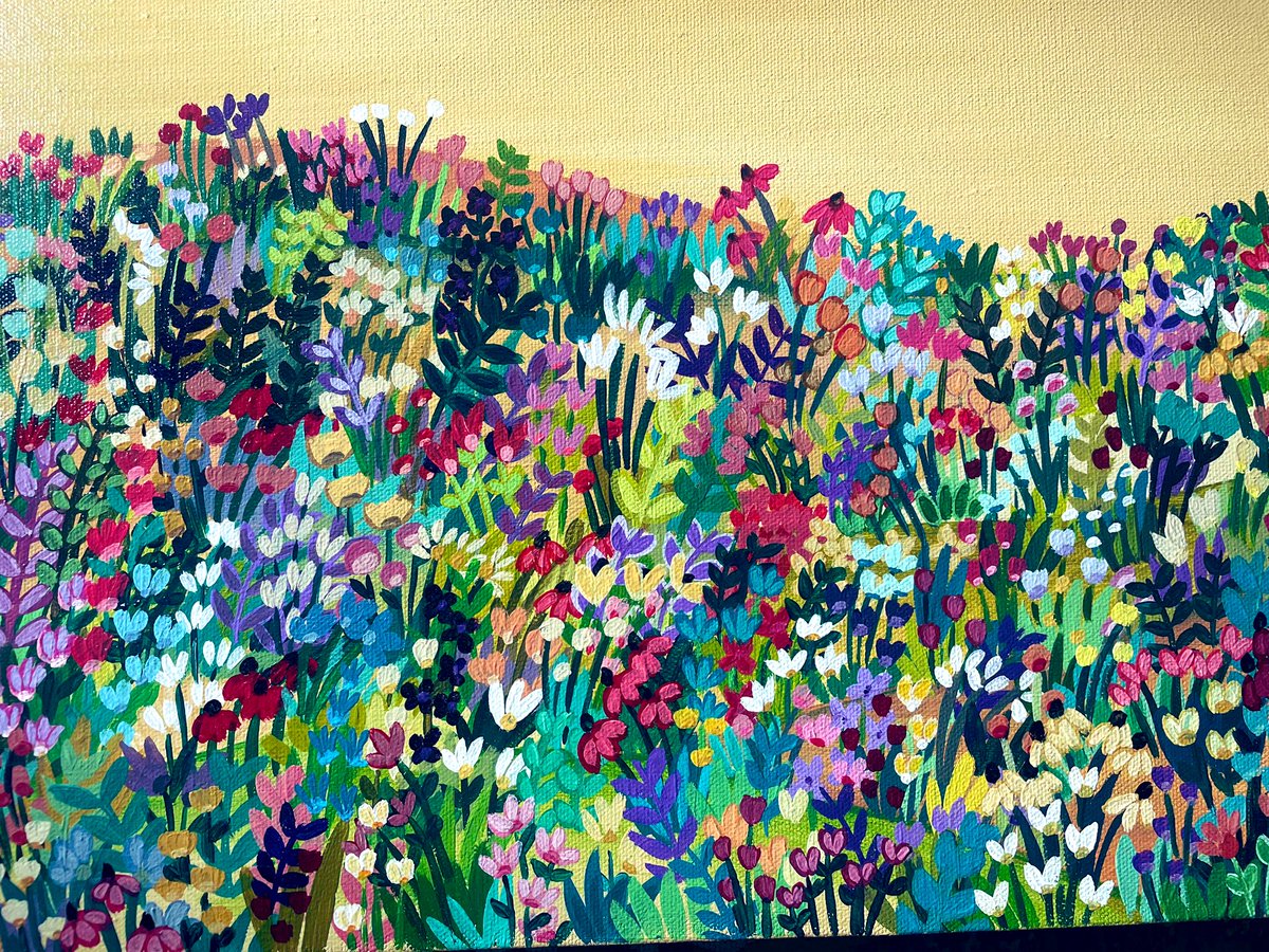 Untitled #acrylicpainting #landscape #flowers #oncanvas #makeart #plants #yellow #folkart #floral #painting #coneflowers