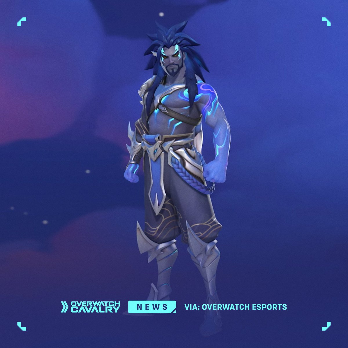 Get a closer look at Azure Flame Hanzo in #Overwatch2 🔎 This skin will support crowdfunding efforts for the first #OWCS Major in Dallas. Will you be copping?