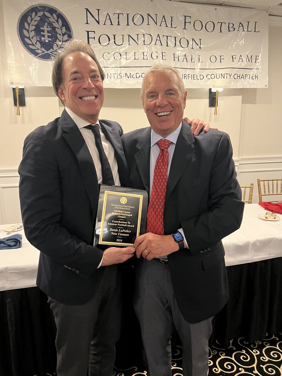 Big congrats to Denis LaPolice, recipient of the National Football Foundation Contributions to Amateur Football Award. Denis continues to dedicate and devote incalculable time, effort and resources to the entire NC Football program—long after his own sons graduated NCHS. #cthsfb