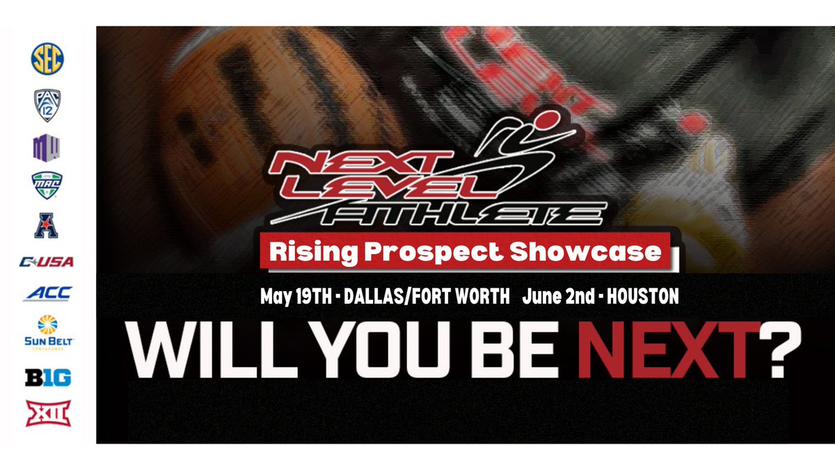 It's showcase time! Our Rising Prospect Showcase for athletes in the class of '25-'28 is coming up soon! We will have two dates, hitting two major metroplexes! Follow the link below to register and come ready to show why you are a #NextLevelAthlete! May 19: DFW-L.D. Bell June 2:…