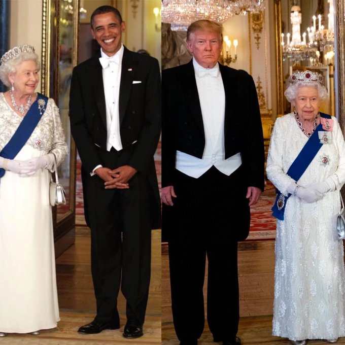 #TrumpIsNotFitToBePresident in a tux but Queen Elizabeth sure thought President Obama made it look good.