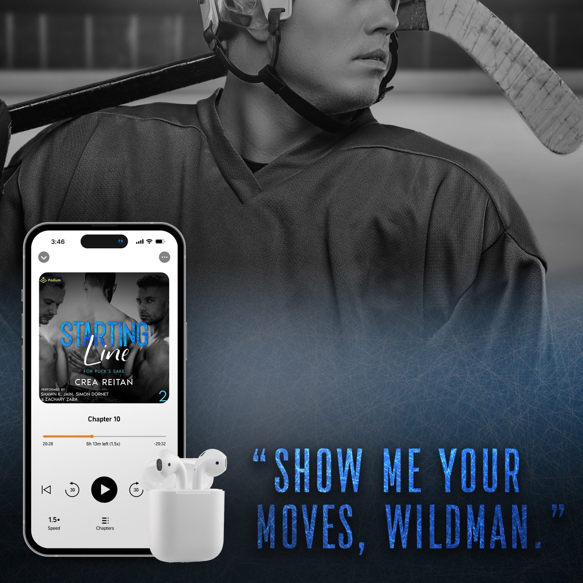 It's #TeaserTime for the audio release of Starting Line by Crea Reitan!

#Preorder: geni.us/staevents

#HockeyRomance #MMMRomance #SecretRelationship #Sweet @Chaotic_Creativ