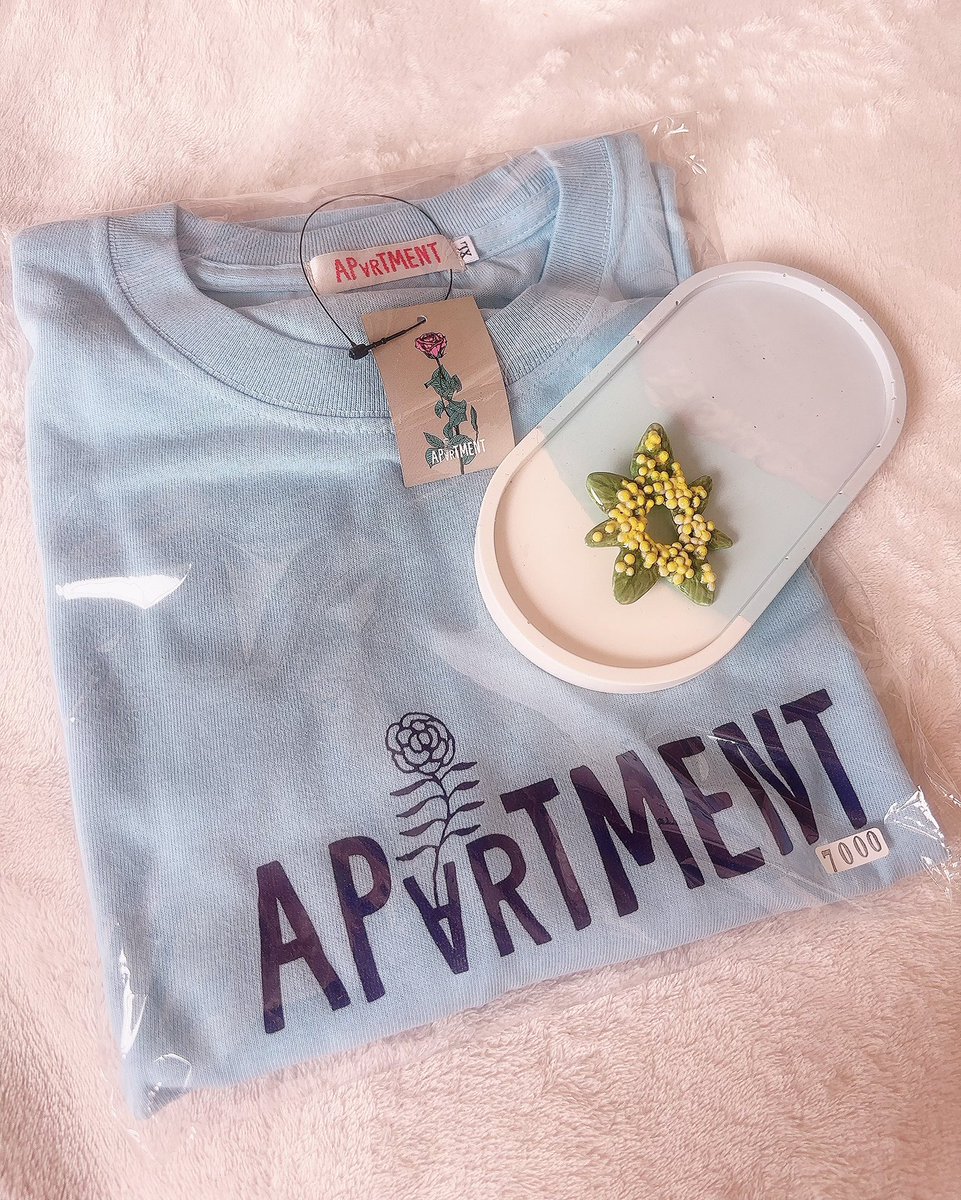 Kajuhiroba's tweet photo. 昨日の戦利品✨️
#Apartment さんのTシャツ
#Velum さんのオーバルトレイ
#陶芸デザイナー東海林直 さんのミモザブローチ https://t.co/GMyM7TRZkJ