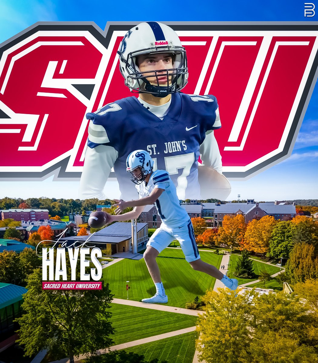 I am excited to announce my commitment to Sacred Heart University! Thank you to my family, friends, teammates, and coaches who have supported me along the way! Go Pioneers🔴⚪️ <a href="/CoachPSap/">Patrick Saporito</a> <a href="/StJohnsPrepFB/">St. John’s Prep Football</a>