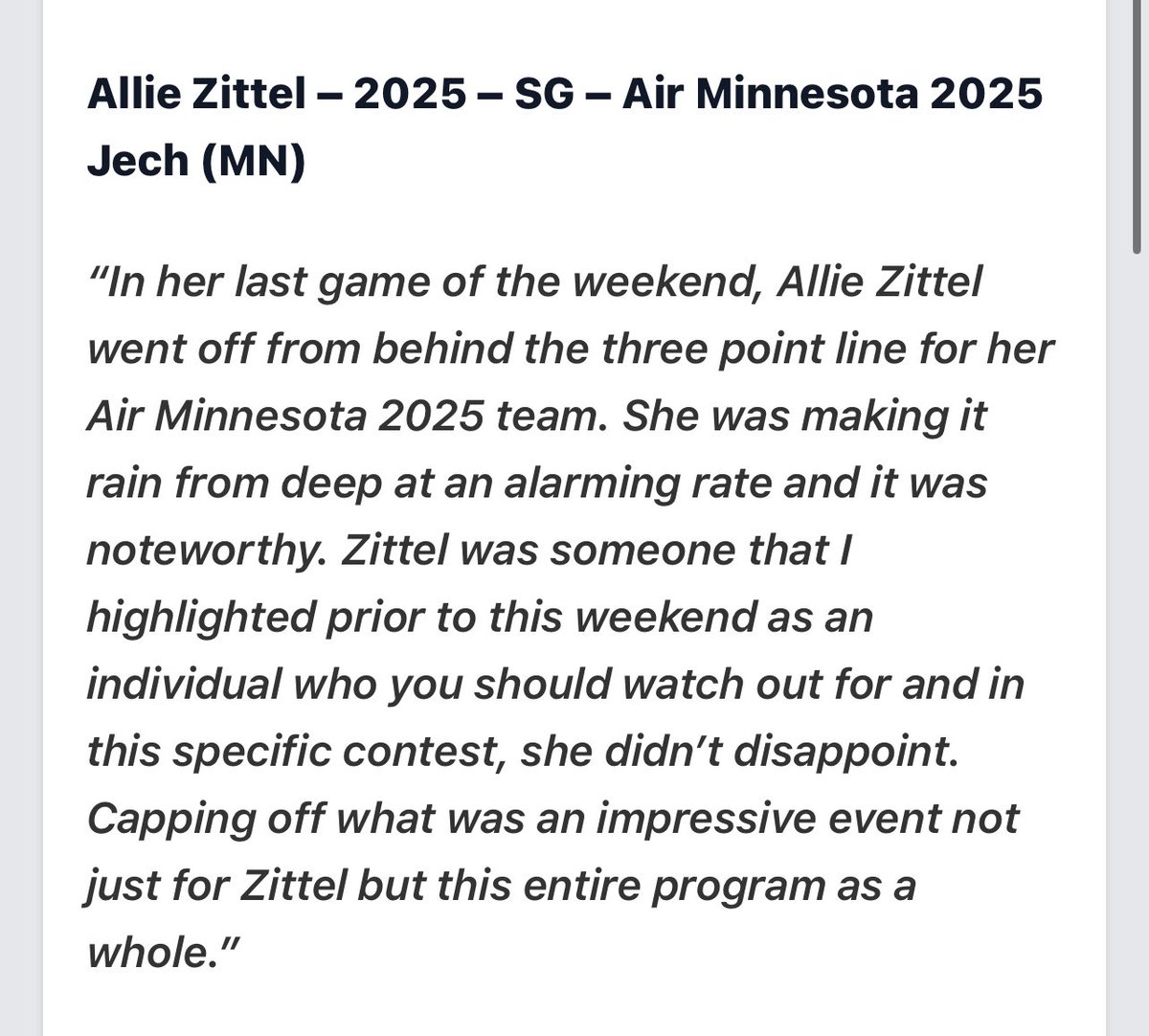 AirMinnesota's tweet photo. I’ve said this 100x’s @allie_zittel is a pure shooter - game after game after game https://t.co/GG0McRnEsT
