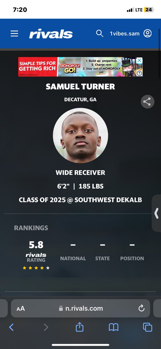 Thank you @Rivals for the recognition! #TTP 365! @RivalsFriedman @adamgorney @JohnGarcia_Jr @jeffsentell @mb_3three @tballardqbcoach @RecruitGeorgia @CoachBMiller35 @QuincyLCarter @CoachStro84 @Tatwru @JedMay_ @MOMINTOFTRUTH @Coach1Coleman @coachbaileySWD @coachjtstovall