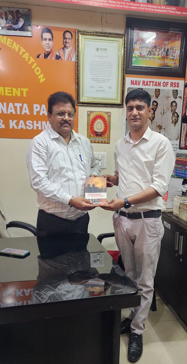 ddcsandeep's tweet photo. Elated on receiving a book titled Terrorism and proxy war in Jammu region authored by Prof. Dr Kulbhushan Mohtra state incharge Nanaji Deshmukh Library. By going through this one will find how much the people of region especially erstwhile Doda suffered by the terrorist attacks. https://t.co/DNHcCNsMAM