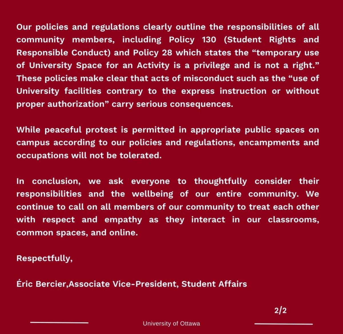 Amid radical “Columbia-Style” anti-Israel encampments starting to pop up on Canadian campuses, the University of Ottawa issues a statement saying “encampments and occupations will not be tolerated.” We will have to see if they keep their word if Pro-Hamas radicals set up shop.