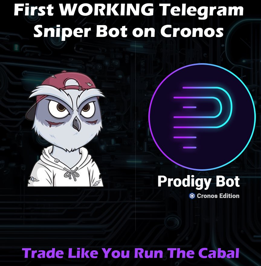 Setting Up <a href="/Prodigy__Sniper/">Prodigy Bot</a> for Cro trading:
-make sure telegram has 2fa
-click link below.
-click start then wallet settings
-export private key (import it to MetaMask for safety)
-adjust buy slippage to 1%
-sell slippage to .5%

Link: t.me/ProdigySniperB…
