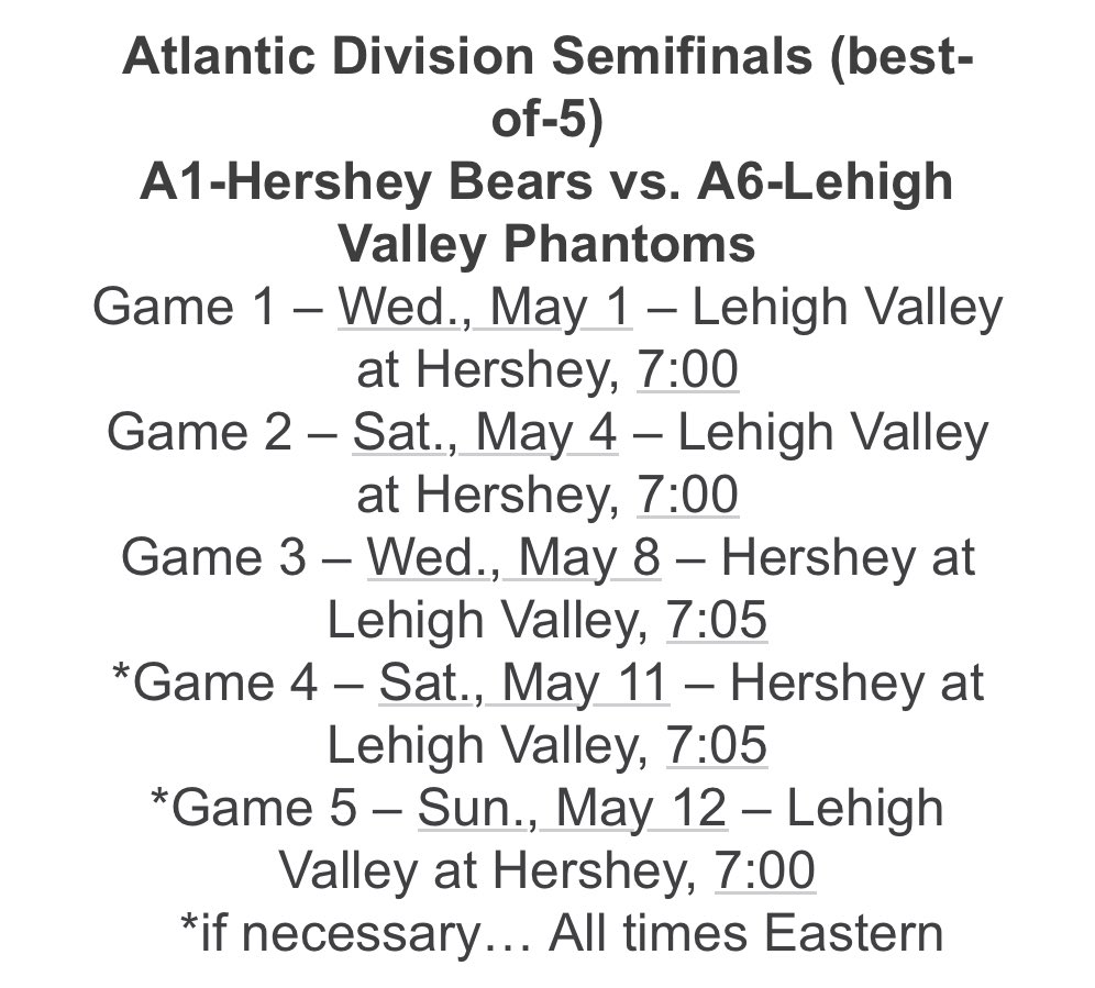 Lehigh Valley takes on Hershey in Round 2 of Calder Cup Playoffs. Schedule for the #Flyers farm team 👇