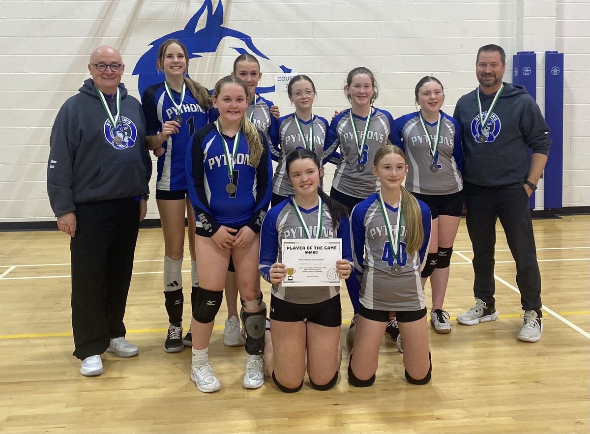 A BIG Congratulations to our St. Peter’s Junior High Grade 7 (Grey) Girls Volleyball Team on taking Silver at the Grade 7/8 Girls CBS Volleyball Invitational tournament this weekend. Way to go ladies! #CommunityMatters #MountPearlProud #GoPythonsGo