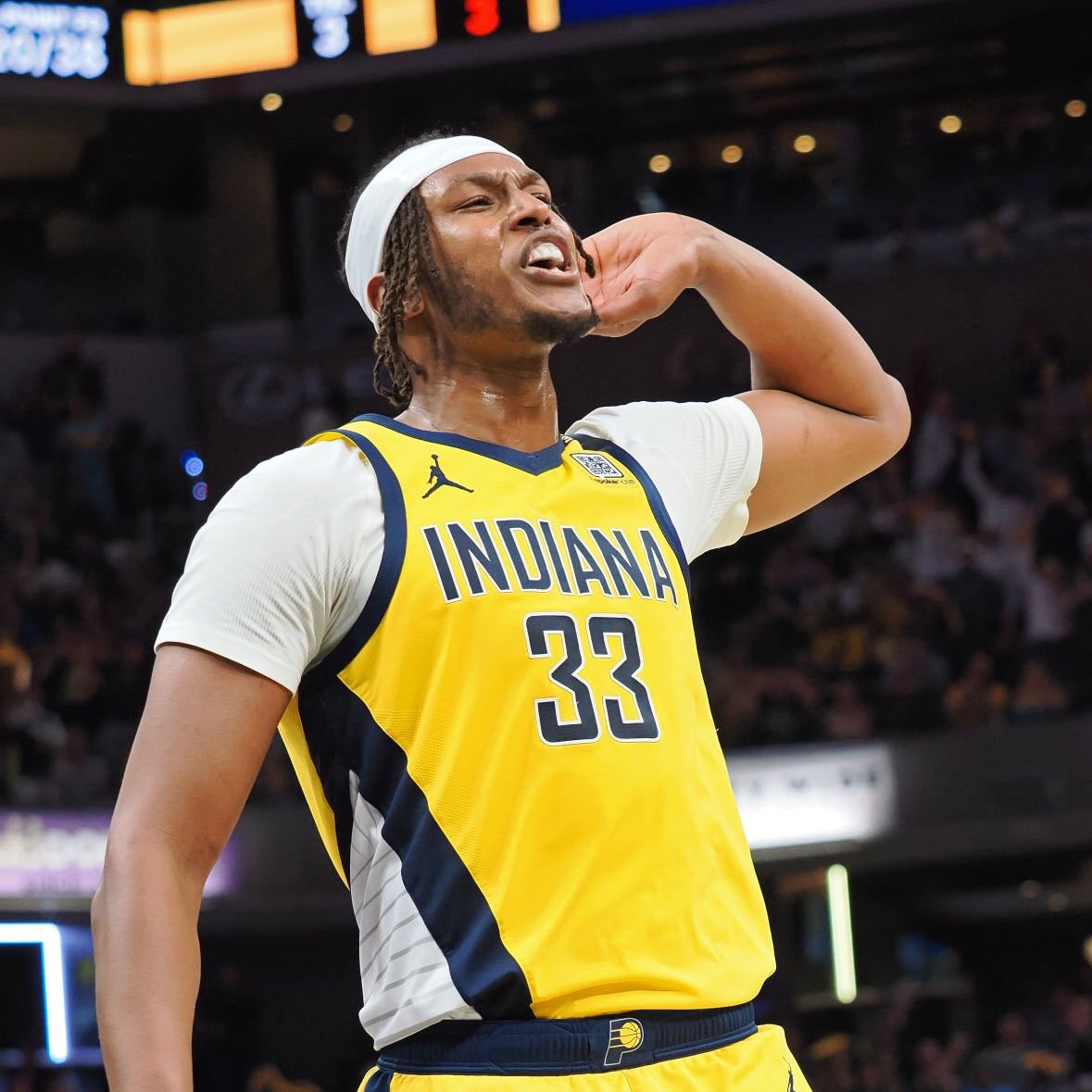 Myles Turner last 3 games: 22PTS (playoff career high at time) 29 PTS (playoff career high) 29 PTS (playoff career high 7 threes)