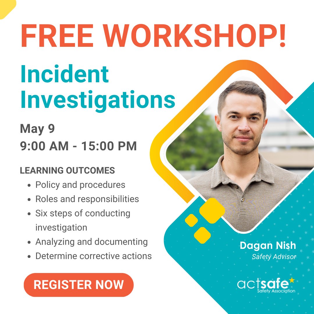 Ready to enhance your workplace safety skills? Join our interactive six-hour workshop on conducting workplace injury-based investigations! Enroll Now: actsafe.ca/courses-worksh… #Actsafe #MotionPicture #LiveEvents #PerformingArts #IncidentInvestigations #FreeWorkshop