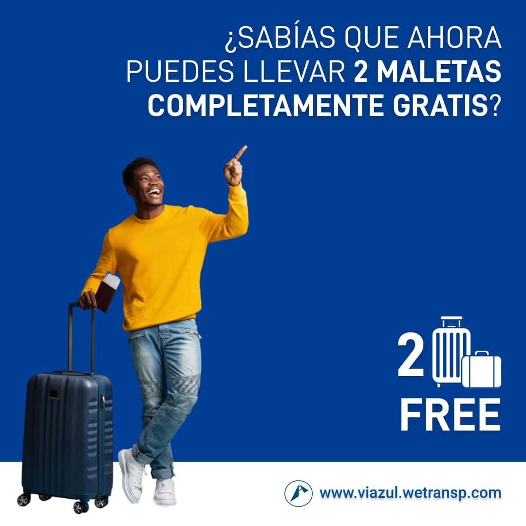 Con #ViazulCuba ahora puedes llevar 2️⃣ maletas #gratis desde 👉 viazul.wetransp.com. #ReservaOnline tu boleto desde cualquier parte del mundo y descubre #Cuba junto a nosotros.