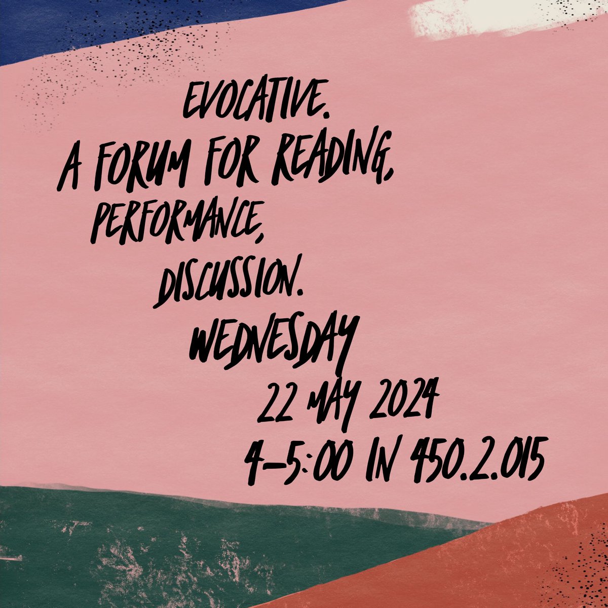 💓 POETRY 💓 FICTION 💓 LITERARY ANALYSIS 💓 PERFORMANCE
The next English and Creative Arts Forum, EVoCAtive, will be held Wednesday 22 May 4–5. All English, Creative Writing and Theatre students are welcome to attend, refreshments provided 🧁