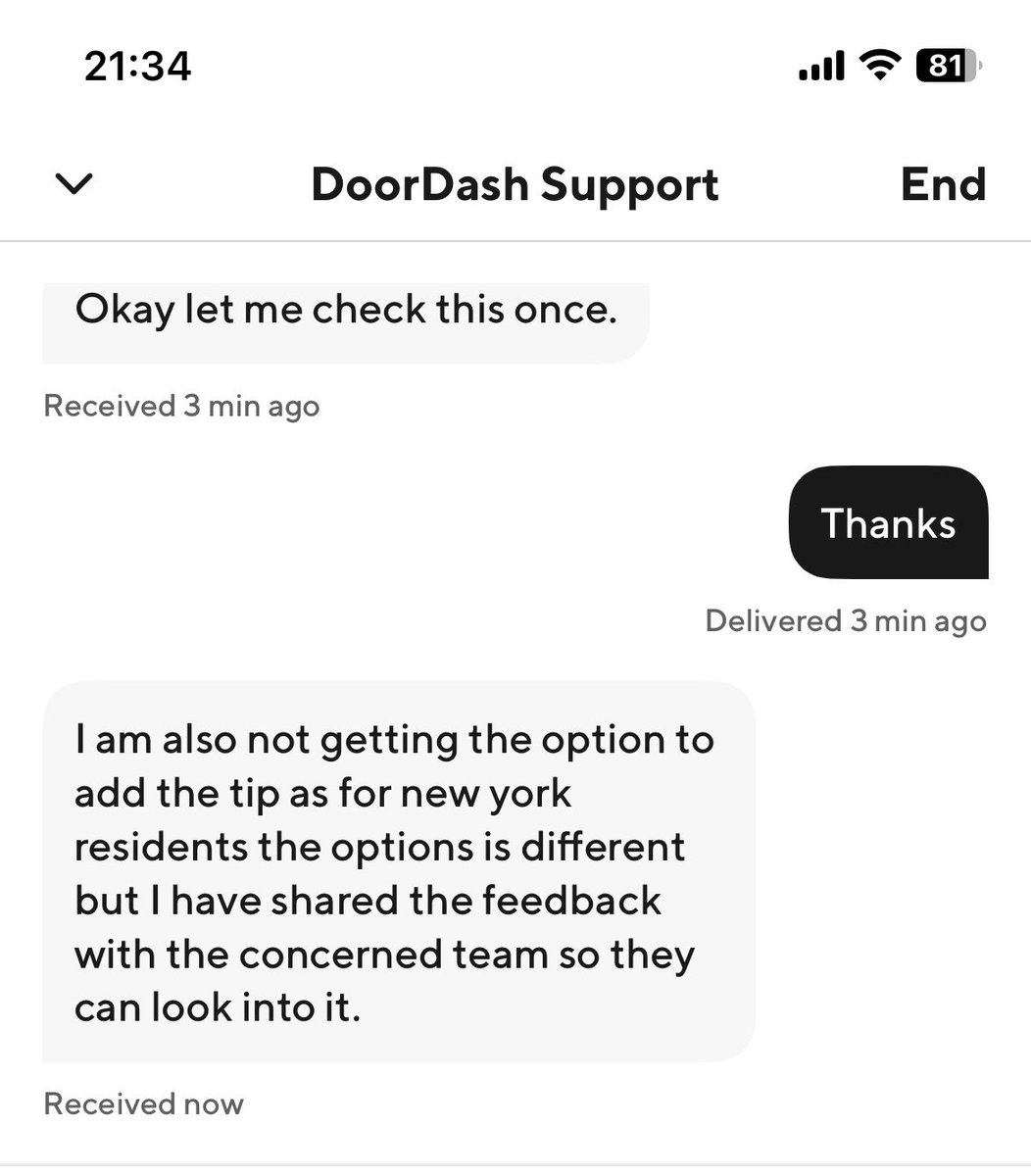 Hi <a href="/DoorDash/">DoorDash</a>! This is my second time trying to tip my dasher after my delivery, due to the recent policy change, and have been unable to do so. Not even your own chat support can submit a tip on their end. Pathetic. Do better.
