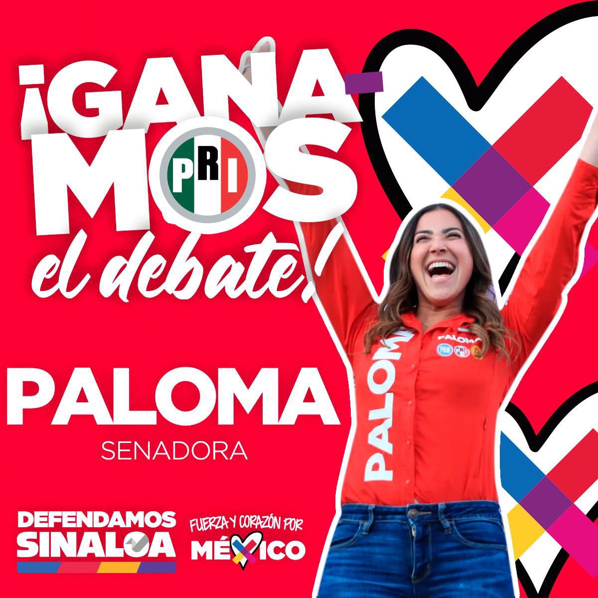 ¡GANAMOS EL DEBATE! Una vez más, queda demostrado que las buenas propuestas y las ganas de sacar a #Sinaloa adelante están de nuestro lado. Salvemos juntos a Sinaloa y nuestras familias votando este 2 de Junio #PalomaSenadora 🗳️❤️