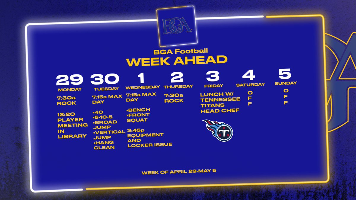 1 week away from Spring Practice! Max Days and equipment issue this week! Check out what's in store for Friday 👀 #BGAfootball