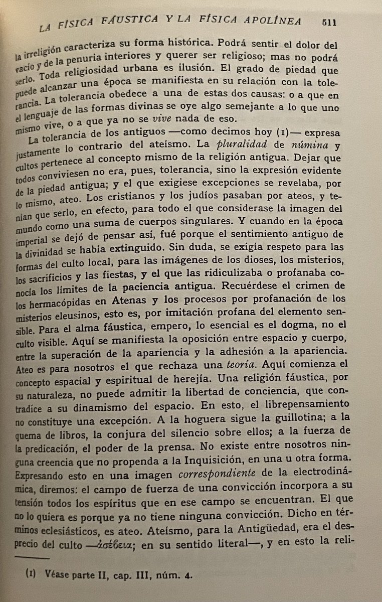 GarciaAyaach's tweet photo. Spengler dice que el ateísmo es un fenómeno de las grandes urbes, característico de la fase terminal de una cultura, con la salvedad que su manifestación es única en cada una de las distintas culturas. https://t.co/dtvLUvkqL1