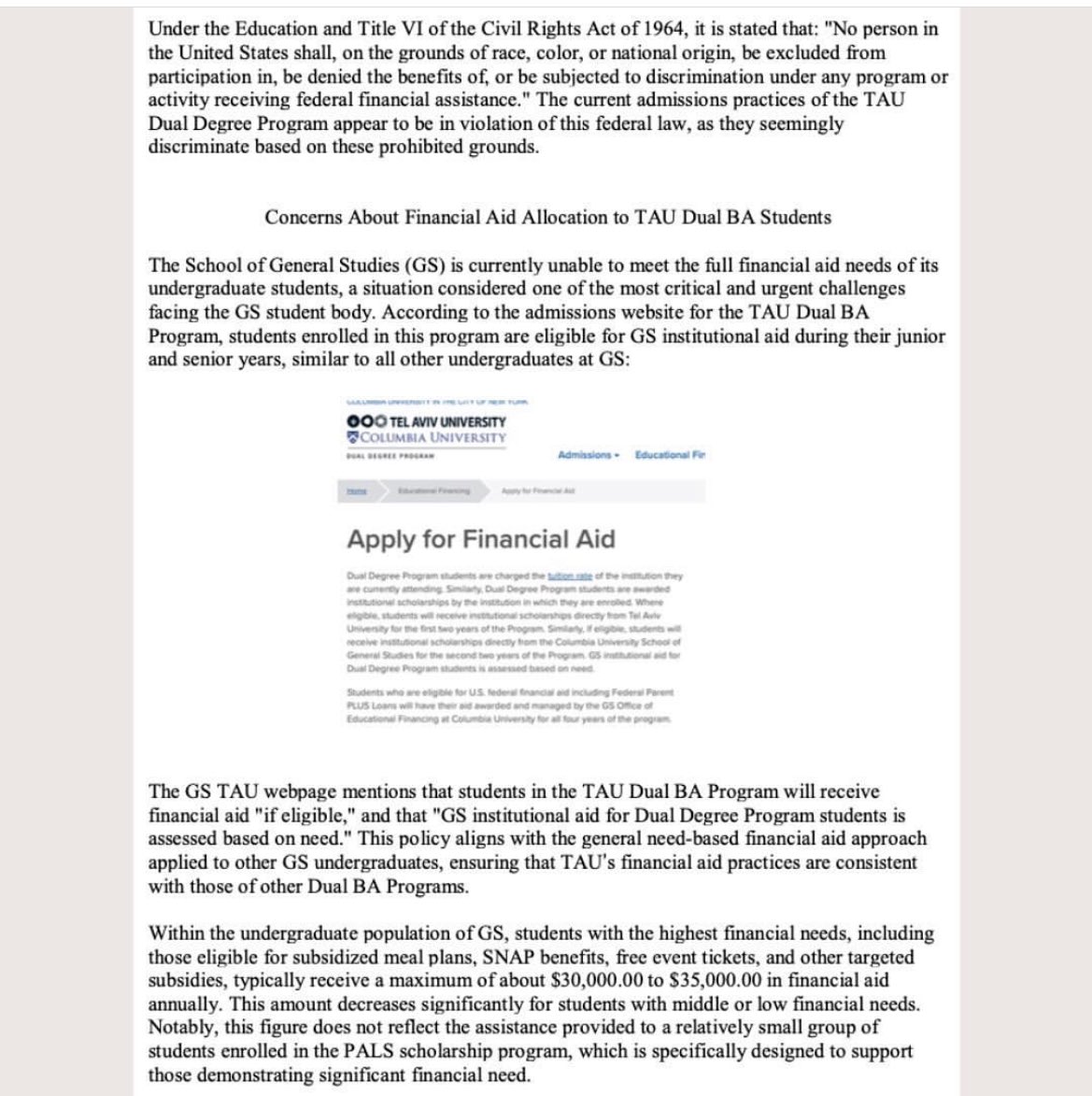 BREAKING: LEAKED DOCUMENT from Columbia University admin detailing: 1. Discriminatory Admissions policies for the Tel Aviv Dual Degree program 2. Disproportionate financial aid given to Tel Aviv Dual Degree Students 3. Bias from the Dean of General Studies Thread 🧵