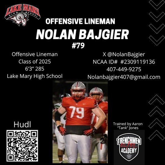 @NolanBajgier is a large interior lineman and @trenchmenAC trainee entering his 2nd year as a full-time starter for the Rams.  Excited to see his progress!