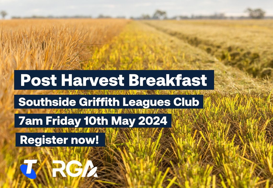 Post Harvest Breakfast at 7am Friday 10th of May, at the Southside Griffith Leagues Club. Catch up with fellow members before the Riverina Field Day. The Telstra team will be on hand to answer your questions about the 3G closure. Register here loom.ly/-vZTVgg 🌾🚜🍳🥓