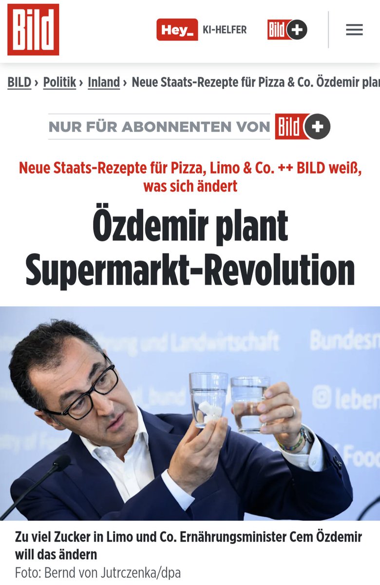 Cem Özdemir will staatlich in die Rezeptur hunderter Lebensmittel eingreifen, lässt sogar Staatsrezepte entwickeln – und BILD nennt diesen grünen Sozialismus schwärmerisch 'Supermarkt-Revolution'.