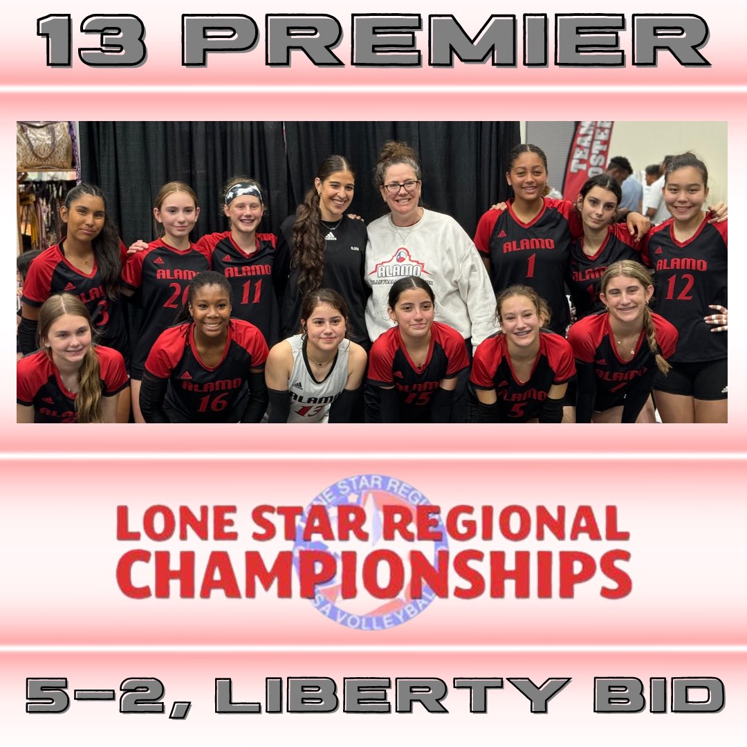 Alamo 13P is headed to Nationals!!! They battled hard finishing 5-2 on the weekend at Regionals earning a Liberty Bid. ❤️🏐🖤 #TakingCareOfBidness #Alamo13P #GJNC2024