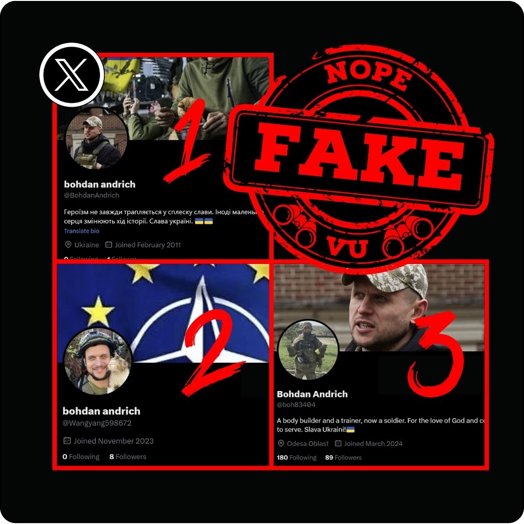 #vu #scamalert #FakeCollection
⚠️These profiles ALL IMPERSONATE the same ✅ REAL SOLDIER ⚠️  

1. 
❌ bohdan andrich
aka BohdanAndrich
x.com/BohdanAndrich
ID link: twitter.com/i/user/2555955…
ID: 255595536
 
2.
❌ bohdan andrich
aka Wangyang598672
x.com/Wangyang598672
ID link: