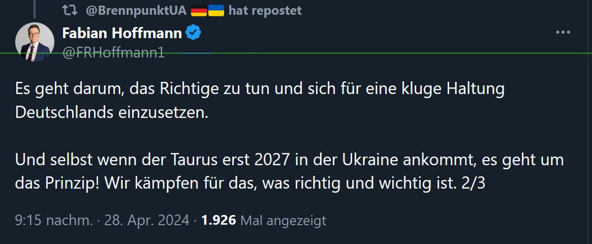 hrld_cgn's tweet photo. "Es geht um das Prinzip"
#TaurusFetisch
Die #TaurusDebatte dient einzig der Zersetzung UNSERER demokratischen Kultur.
Populisten kämpfen nicht für die Ukraine, sie kämpfen für eigene Parteiinteressen. https://t.co/lVEyw09oPW
