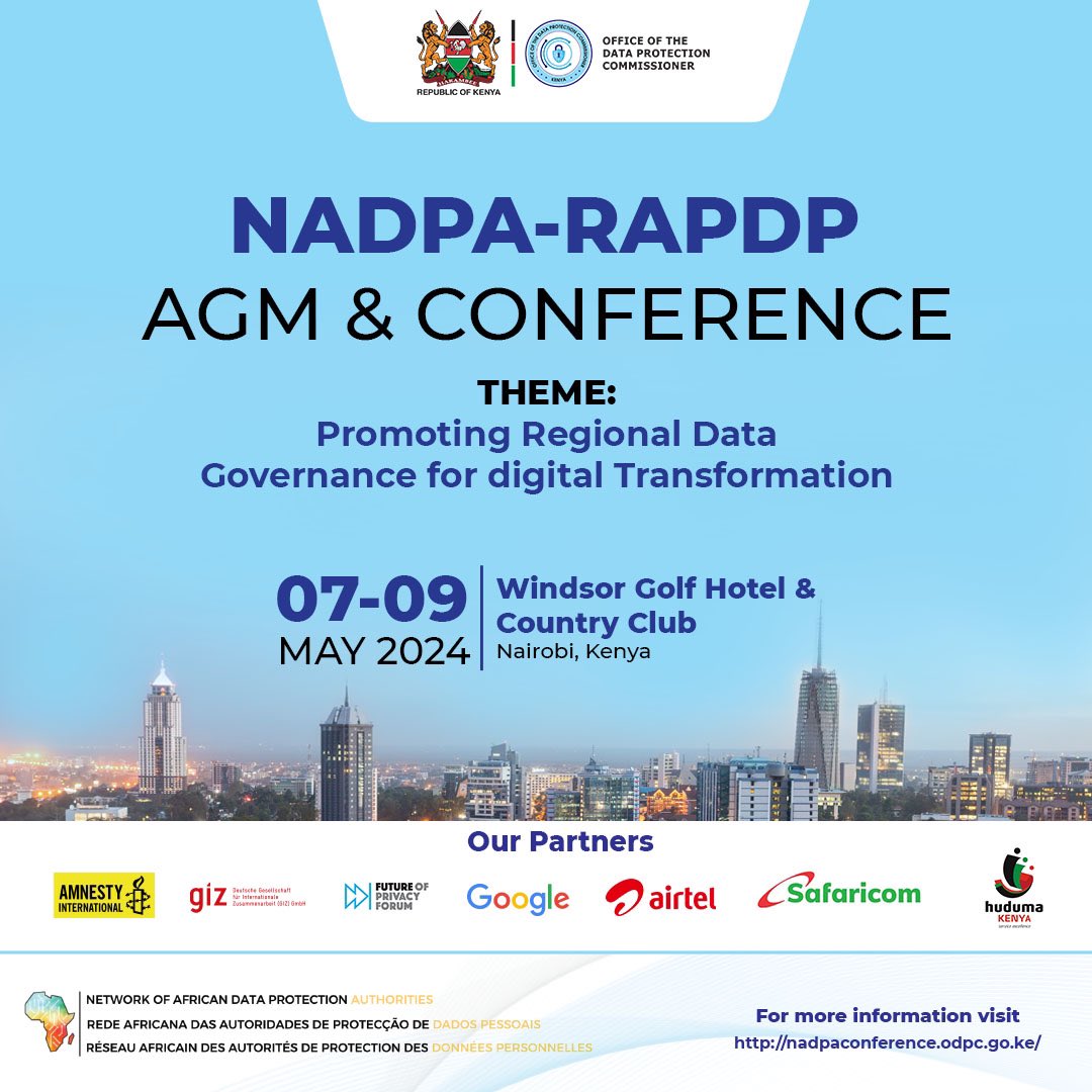 @Benson_Mwiti_25 Mark your calendars! Join us in 11 days for discussions on harmonizing regional frameworks, a key step towards enhancing cross-border data flow and accelerating trade and economic advancement.
NADPA

#NADPAAGM
#DataProtectionKe
#DataGovernance