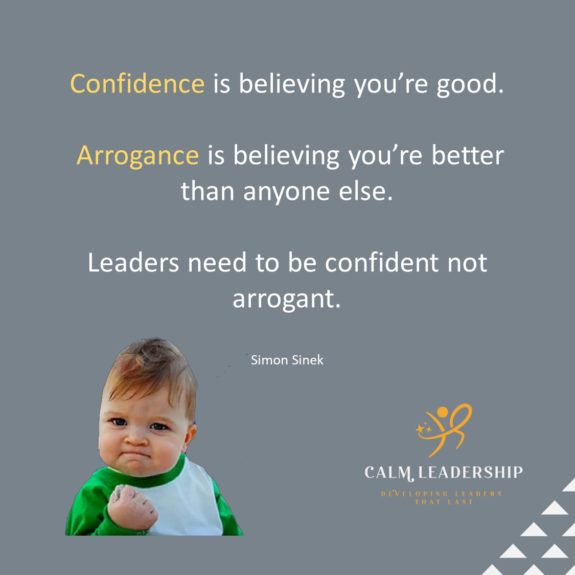 Calm Leadership Lesson: There is nothing wrong in believing that you are good... quite the contrary, there is every benefit in believing in yourself. But please... leave your ego at the door!