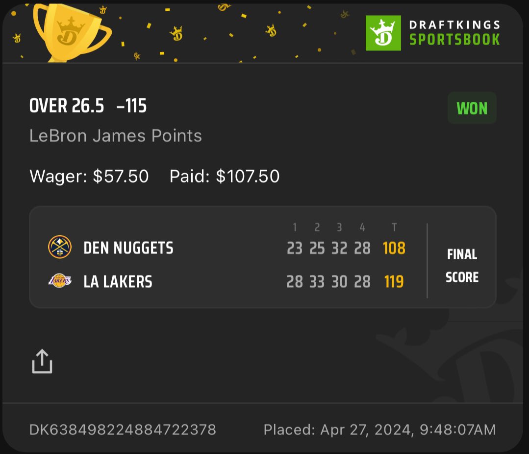 919Sharps's tweet photo. @SmoovesLocks and @LPSignals collabed on a POD yesterday🫡
They cashed…
Bron o26.5 Points✅💰 https://t.co/bC9V6LQSoa