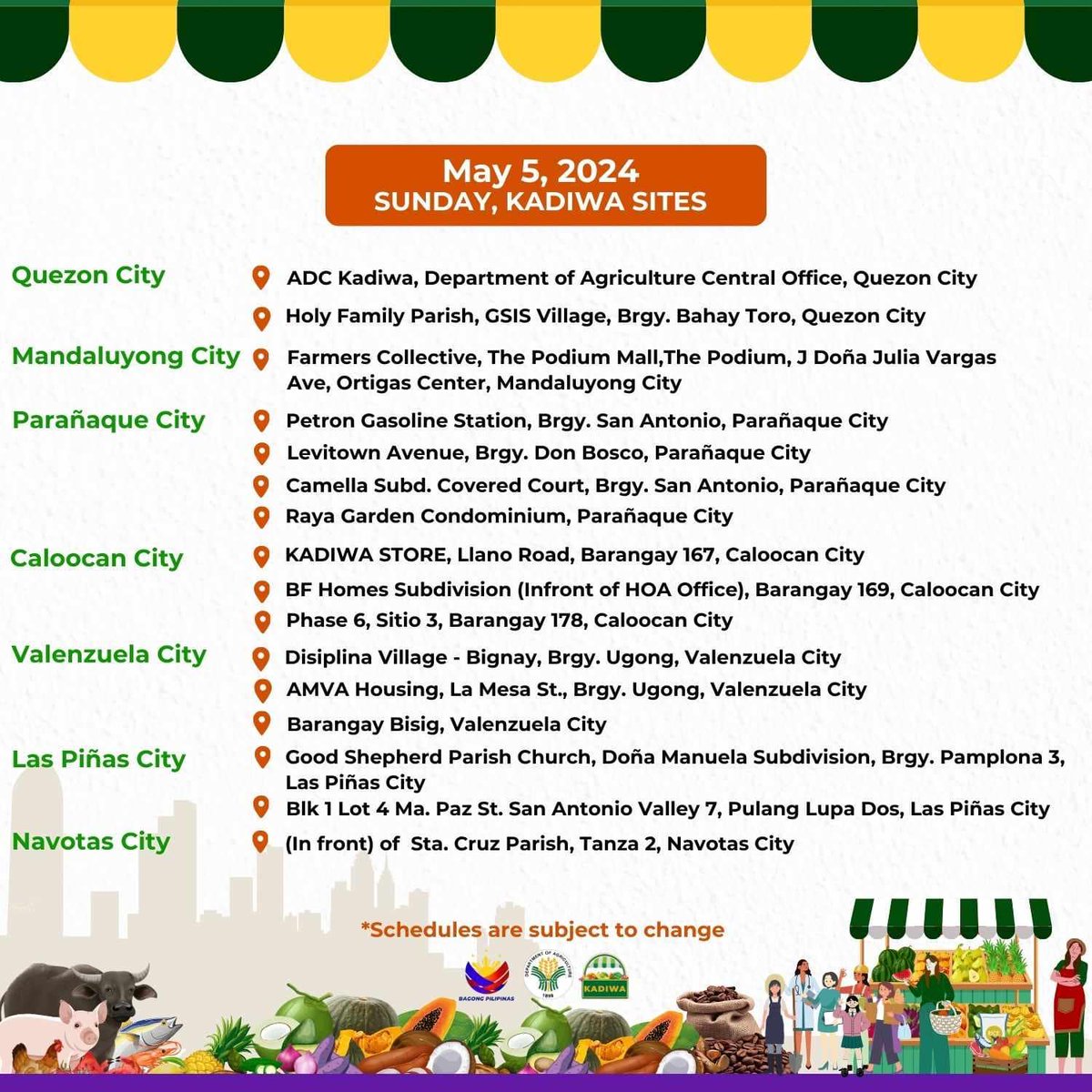 BASAHIN | Listahan ng Kadiwa outlets sa NCR ngayong Linggo, May 5. | via DA-Agribusiness-AMAS

#RP1News
#BagongPilipinas