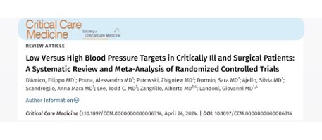 1/9 “Low versus High Blood Pressure Targets in Critically Ill and Surgical Patients” 🧨 The meta-analysis that redefines how we interpret blood pressure ⁉️ What are the reasons behind this paradigm shift from 'higher is better'? pubmed.ncbi.nlm.nih.gov/38656245/