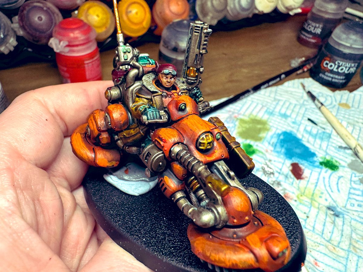 Work in process,
Loads more of detail work to do but she’s starting to come together.
Please tell me I’m not crazy attempting a list with 18 Votann Pioneers.  Will this be too many bikes?