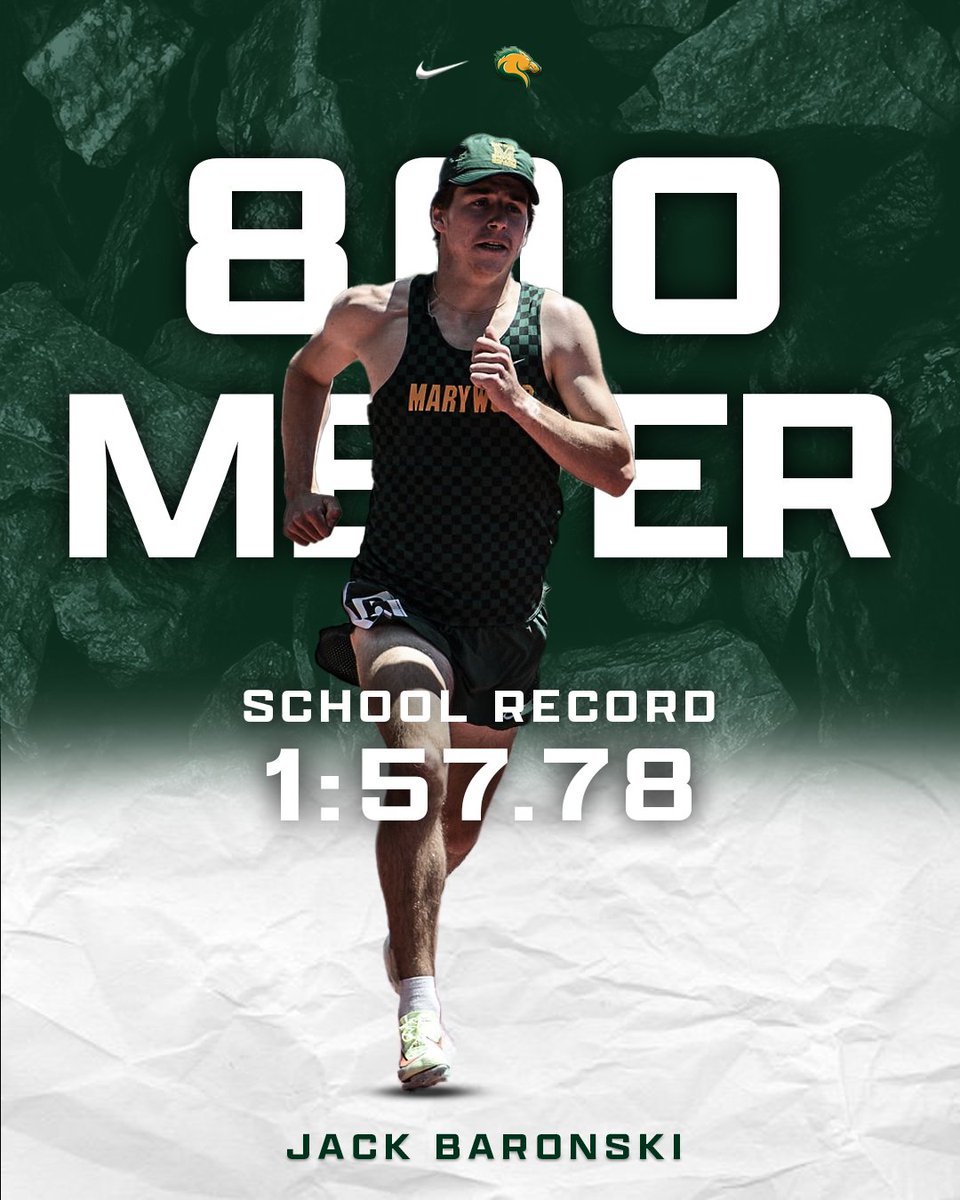 MarywoodXCTF's tweet photo. 🚨 SCHOOL RECORD ALERT 🚨

Jack Baronski broke the school record in the 800m with a time of 1:57.78 at the Paul Kaiser Classic taking down the previous record of 1:58.40 held by David Haines.

#ROLLWOOD https://t.co/5LS8qitDkW