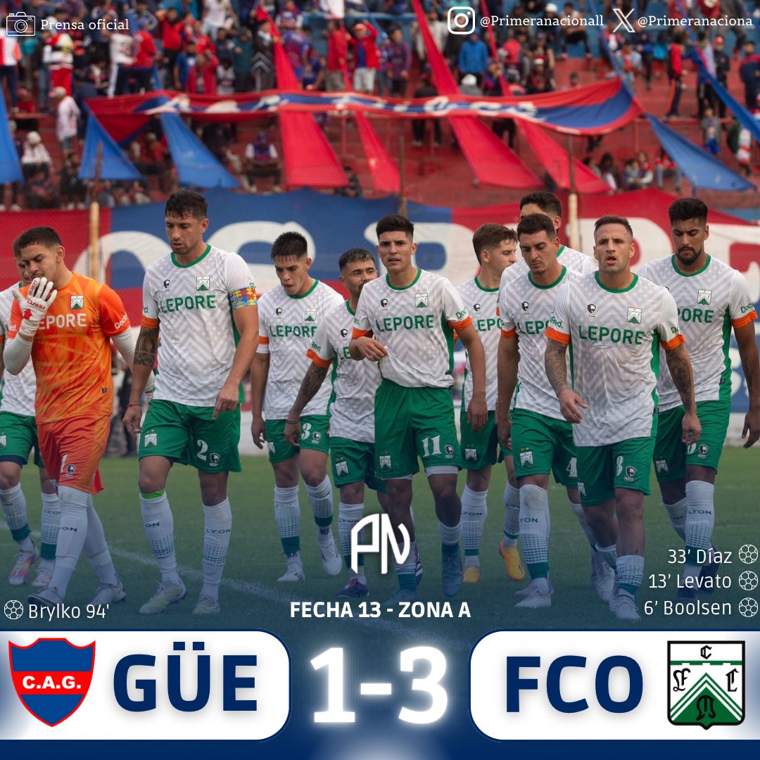 🙌🏼⚽️ FERRO VOLVIÓ A GANAR Güemes 1-3 Ferro Carril Oeste El Verdolaga derrotó en Santiago a Güemes y sumó su segunda victoria al hilo en la Zona A.