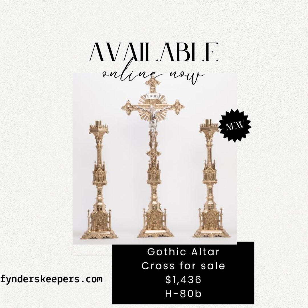 Gothic altar crucifix for sale! Contact us today at 913-871-6444 or email us at fyndersinfo@gmail.com

#CatholicChurch #CatholicTwitter #CatholicX #Jesus #tlm #latinmass #catholicism #catolico