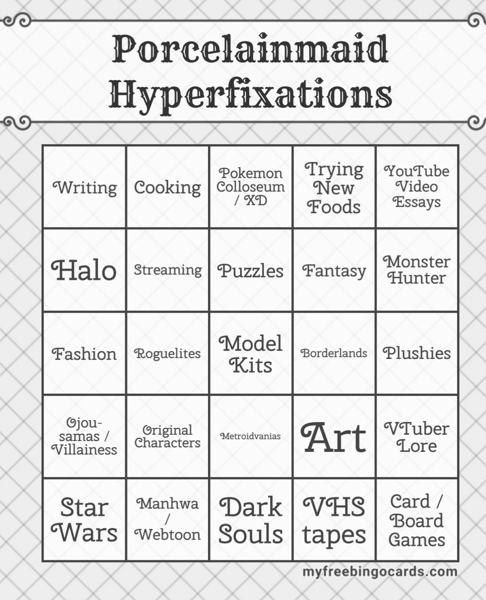 I'm a simple doll with simple tastes. (Please get bingo I want to rave about my interests)