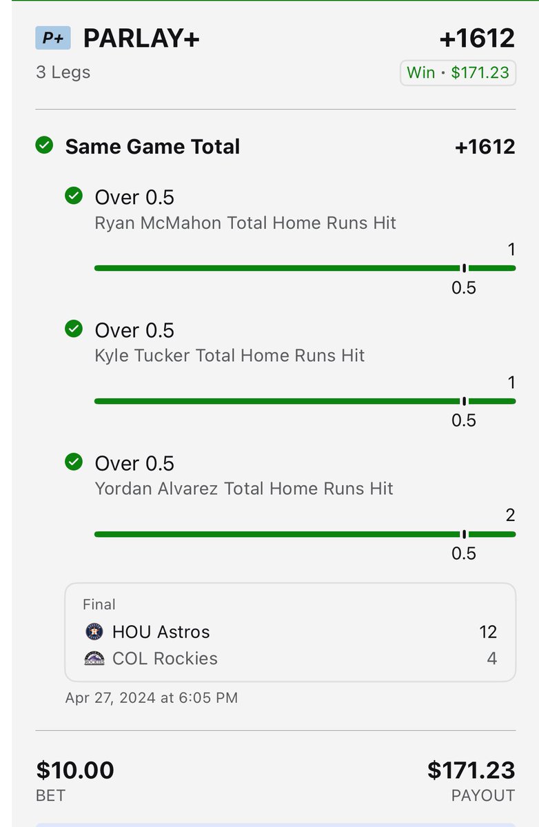 919Sharps's tweet photo. @SmoovesLocks stays locked in🔥
Last night he cashed…
Caris LeVert o2.5 assists✅💰
Kristaps Porzingis o1.5 3’s✅💰
Caldwell-Pope o1.5 3’s✅💰
Astros/Rockies HR Lay +1,612✅💰 https://t.co/puLowBbZyO