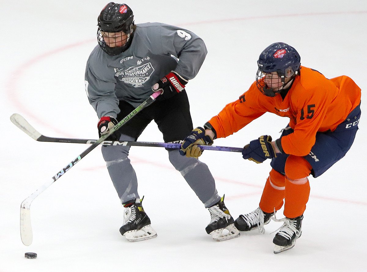 BOYS HP15: Cole Davis (Shakopee) scored in the final two minutes to level the score 1-1 and eventually secure a tie for District 4 Gray vs District 11 Orange Sunday. Daxton Collins (Cloquet Bantam A) scored for Orange 6:36 into the second half after a scoreless first half.