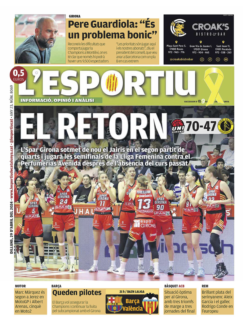 EL RETORN, a la portada de @lesportiuGIR @unigirona @GironaFC @ChampionsLeague @FCBarcelona_cat @marcmarquez93 @MotoGP @AlbertArenas75 @BasquetGirona @AleixGPodium @CNBanyoles