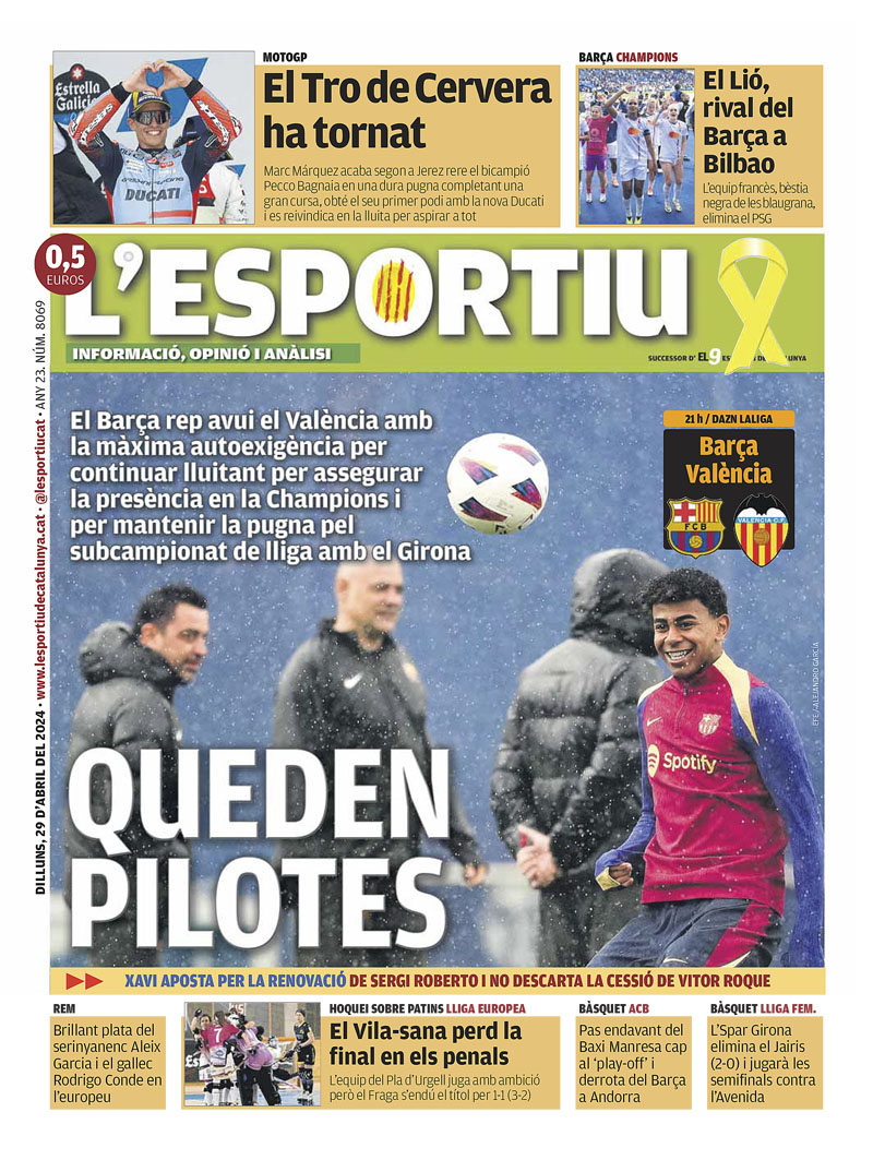 QUEDEN PILOTES, a la portada de @lesportiuCAT @FCBarcelona_cat @marcmarquez93 @MotoGP @FCBfemeni @UWCL @hoquei_vilasana @WSERinkHockey @unigirona @BasquetManresa @FCBbasket @AleixGPodium @CNBanyoles