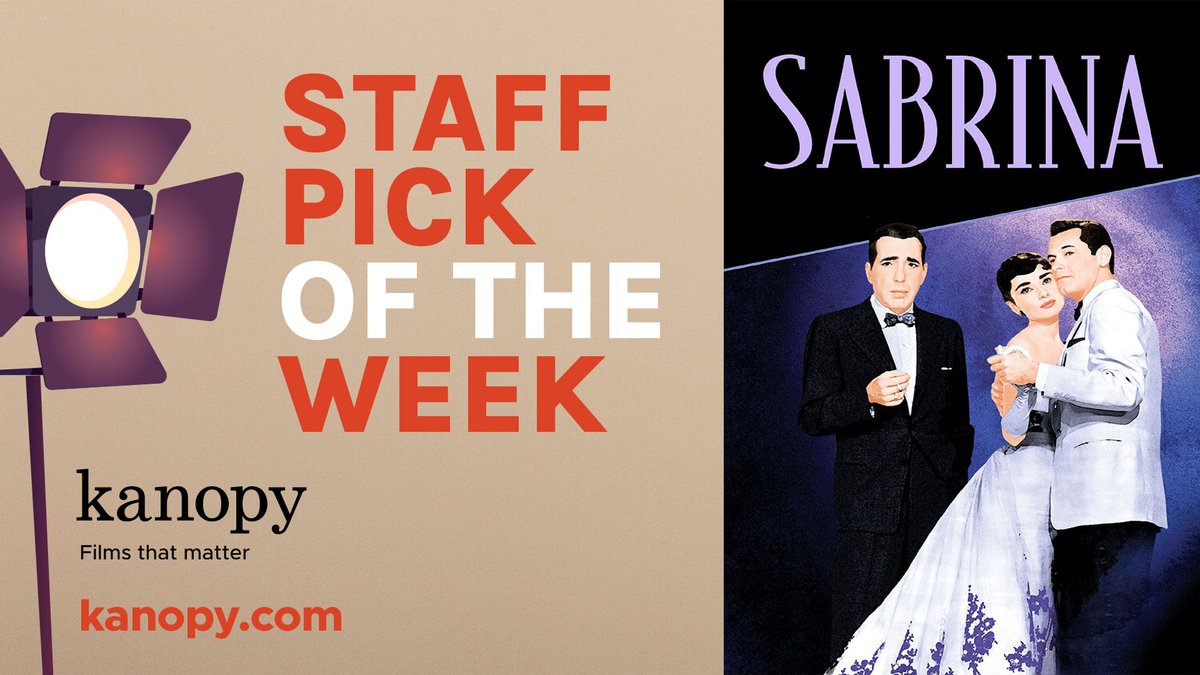 This week's staff pick is lovely.

SABRINA (1954) #HumphreyBogart is all work, #WilliamHolden is all playboy. When the daughter (#AudreyHepburn) of the family's chauffeur returns, the stage is set for some fireworks. kanopy.com/product/sabrina #filmsthatmatter Available: 🇺🇸