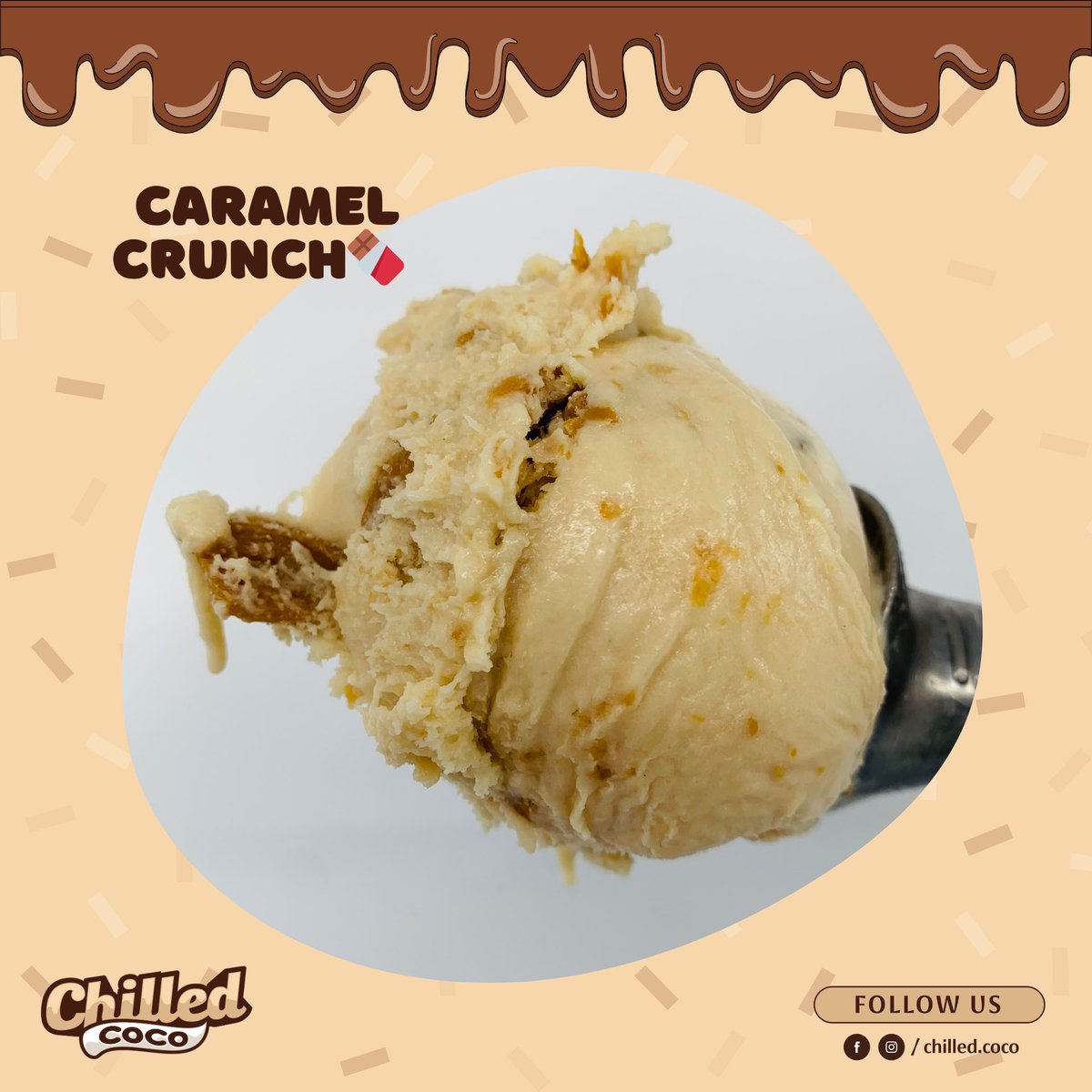 Caramel Crunch is one of our top flavors - Dulce de Leche with chocolate candy bars! 🍦🍫 Today, try it along with our new Horchata, Protein, Mango, and Root Beer Float flavors. Open 12-9pm! 😋🍨 #houston #dairyfree #icecream